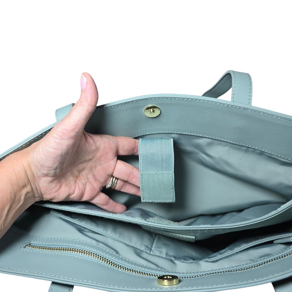 Quince Italian Leather Classic Tote Bag Dusty Blue NWT Laptop Work Shoulder Bag - Picture 5 of 9